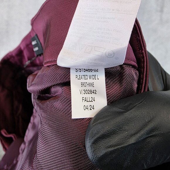 Banana Republic Pants Womens Size 8 Burgundy Pleated Satin Wide Leg Trousers - Picture 11 of 11